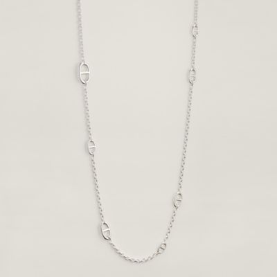 Chaine d'ancre Punk long necklace - Silver | Hermès USA